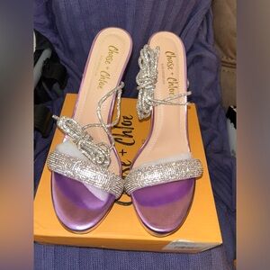 Purple satin heels 7.5
